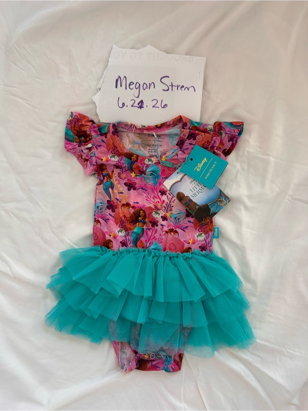 Posh Peanut x Disney 18-24 months Little Mermaid Tull Bodysuit Dress NWT